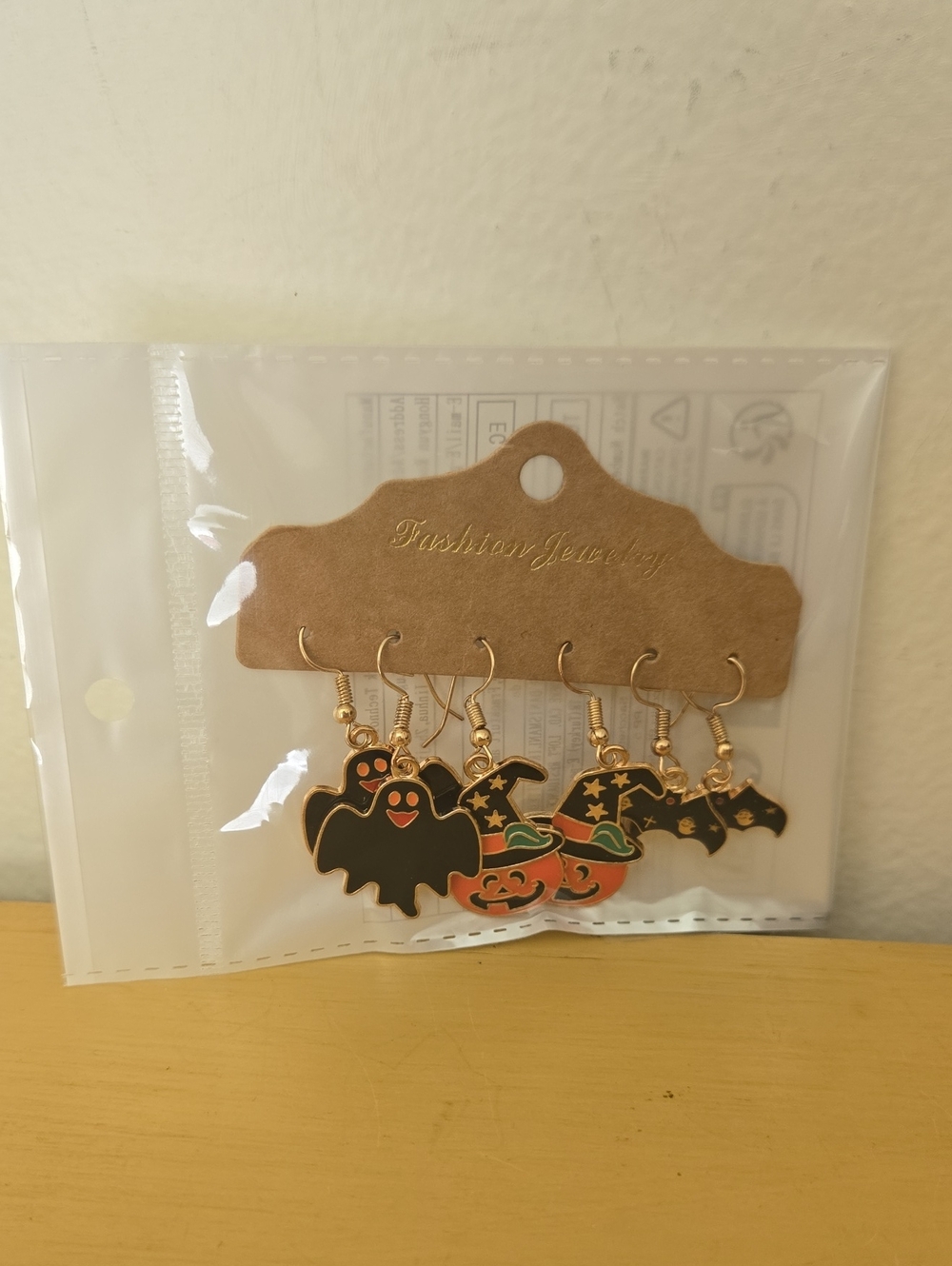 Halloween Earring Set - Black & Orange Pumpkin, Ghost and Bat Designs